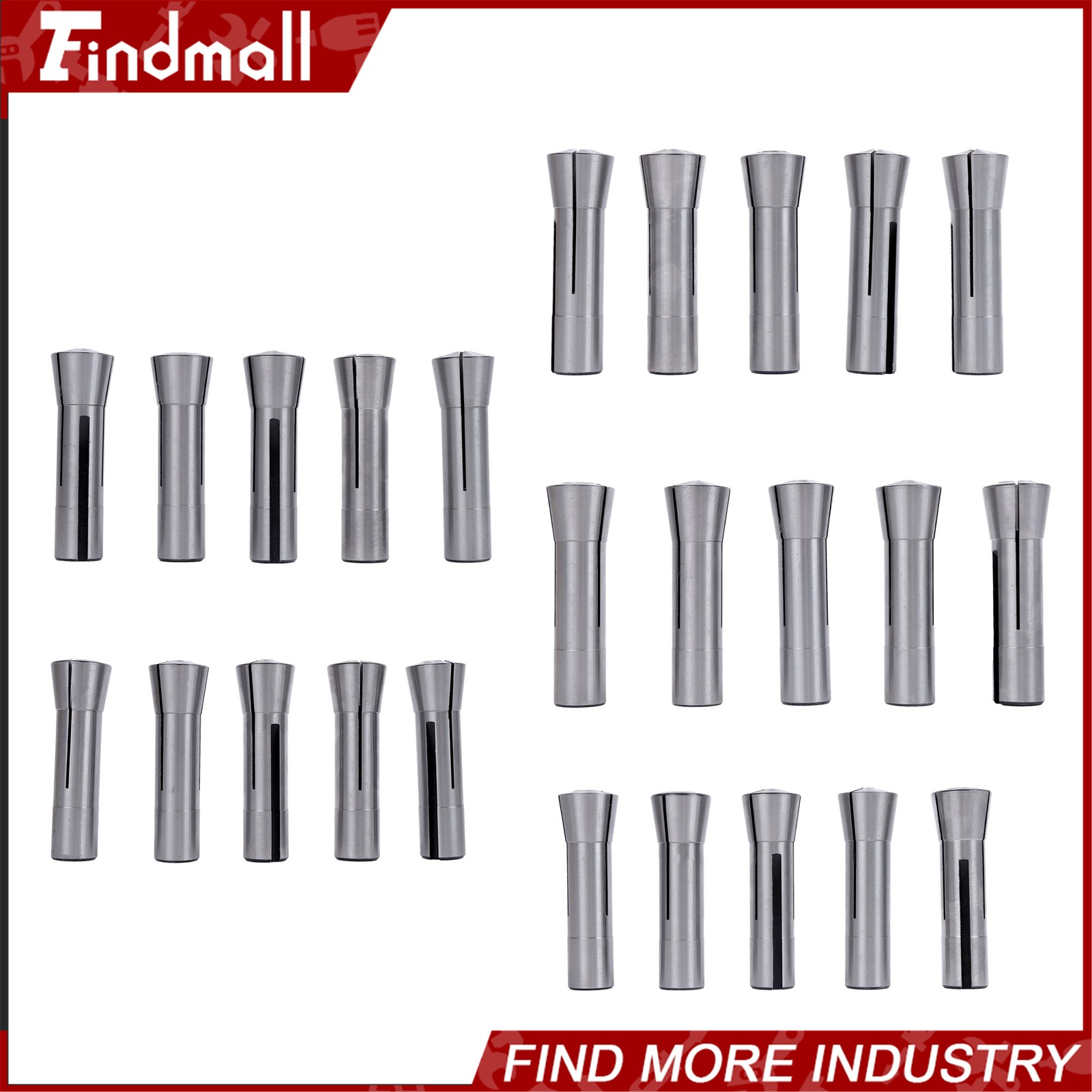 Findmall R8 Round Collet Set 25pc – 0.0005″ TIR Ultra Precision Industrial