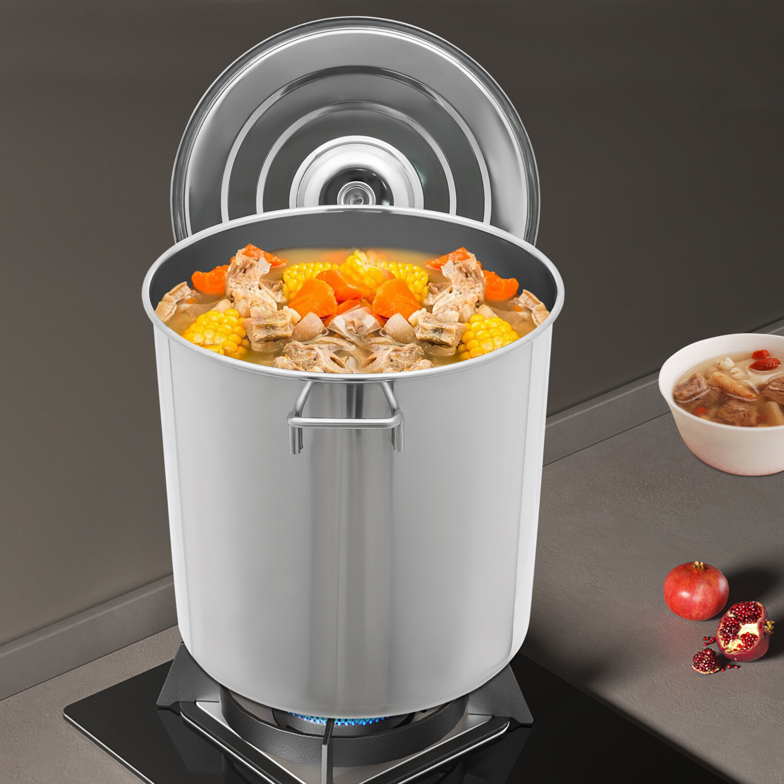 40L/42.27Qt Seafood Boil Pot Stainless Steel Shrimp Boil Stock Pot w/ Basket