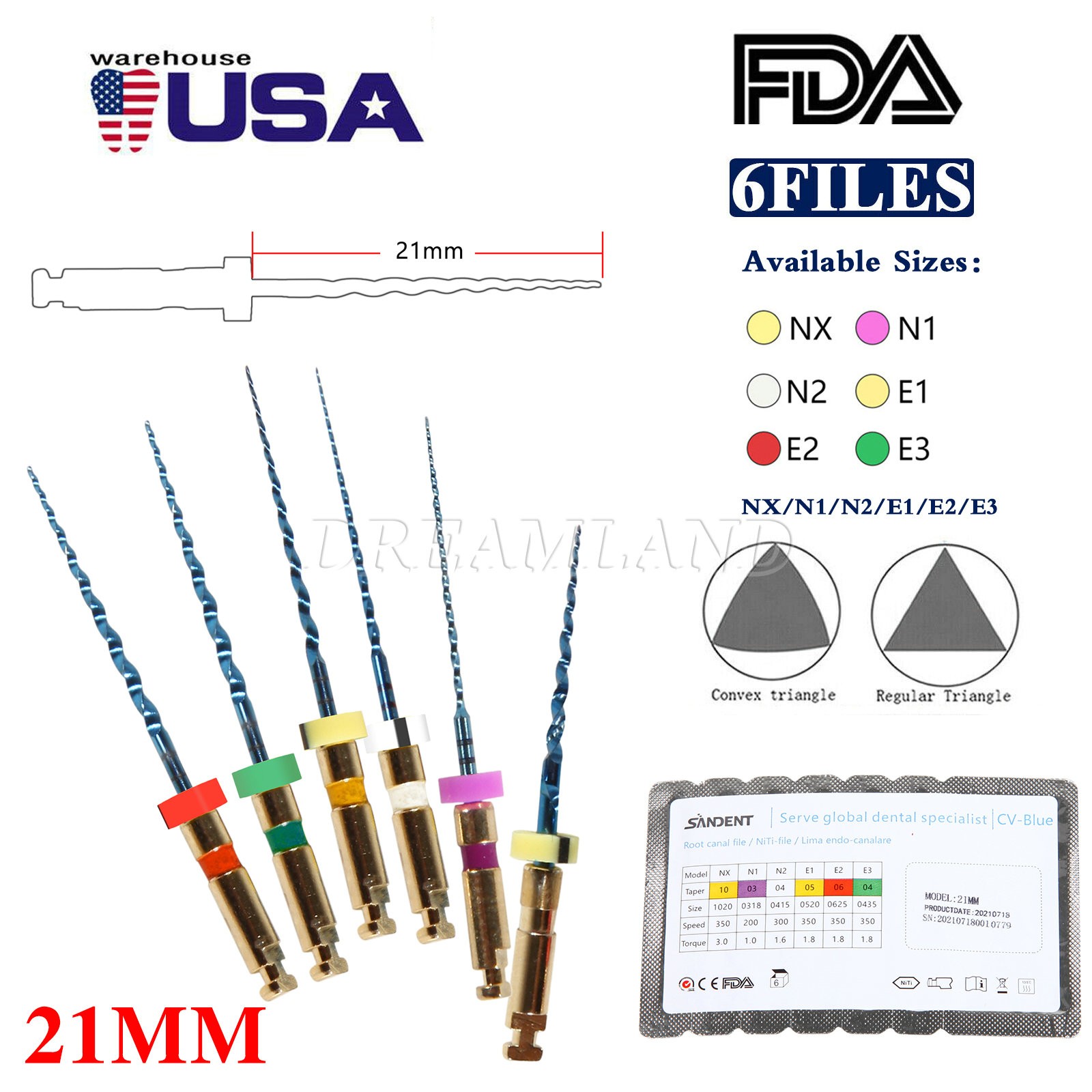 1 PACK Dental Rotary 21MM Lima ENDO Root Canal Niti Files CICADA Universal