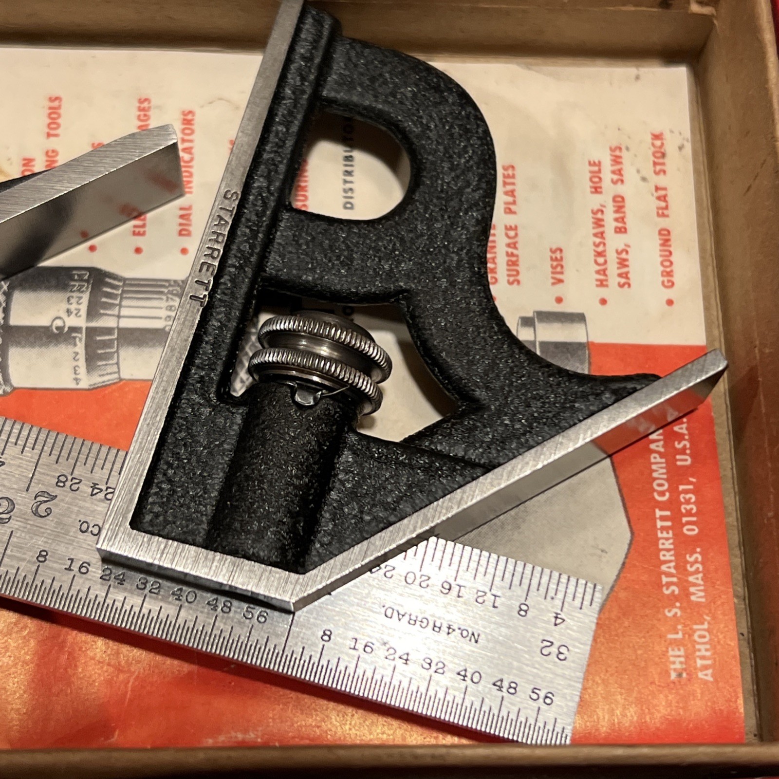 NOS Starrett 11HC 4R 4″ Combination Square 19/32″W Blade Square & Center Head