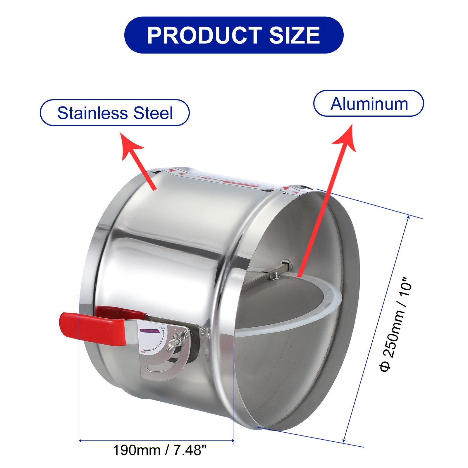1 x HVAC Duct Manual Volume Backdraft Damper 10″ Airflow Ducting Branch Vent