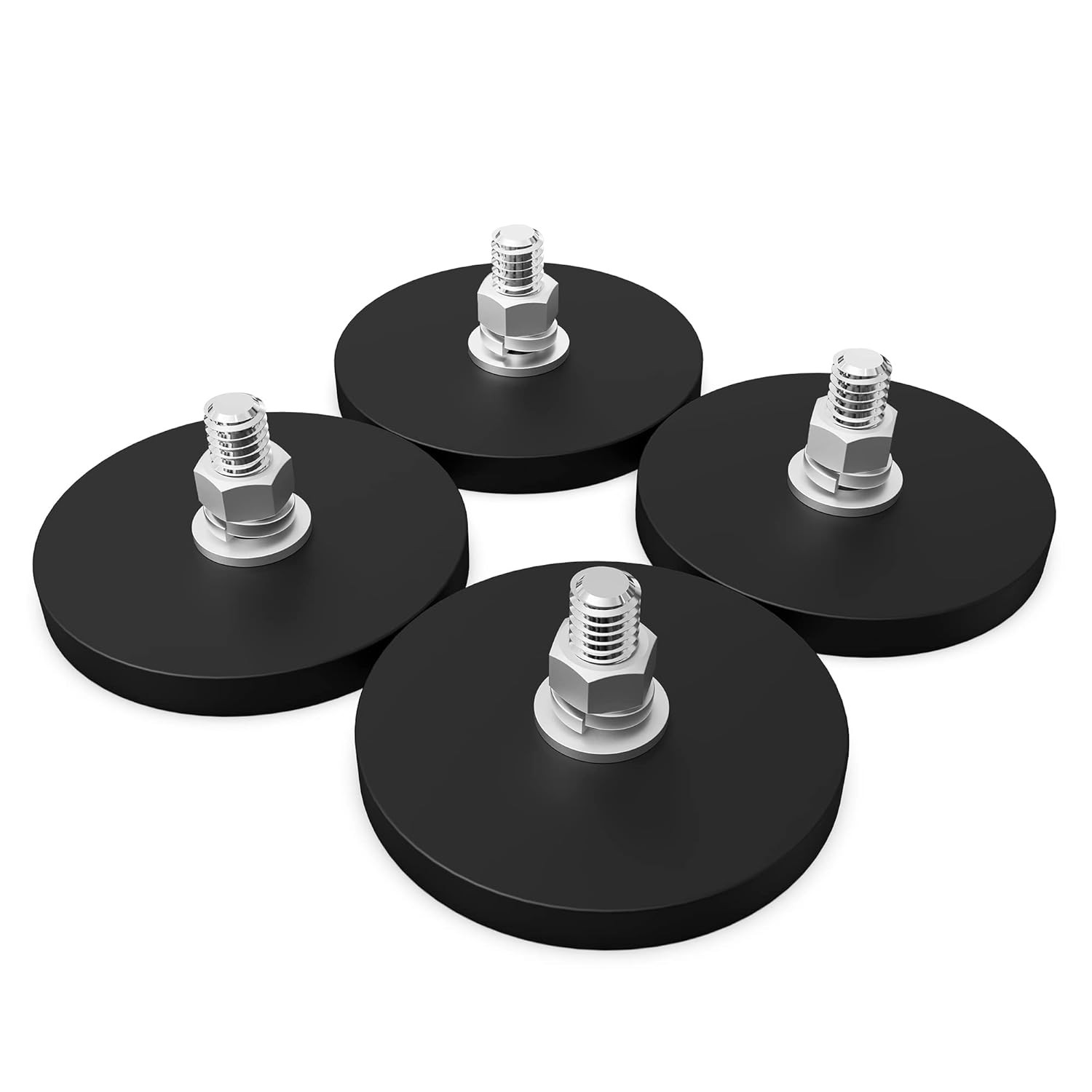 4Pcs Rubber Coated Magnets, 40LBS Neodymium Magnet Base with M8 Threaded Stud…