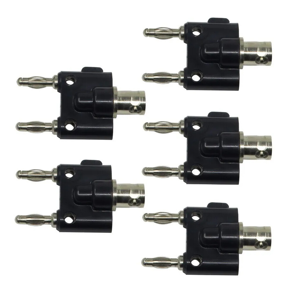 5pcs BNC Female to Dual 4mm Banana Male Plug Binding Coaxial Adapter Connector