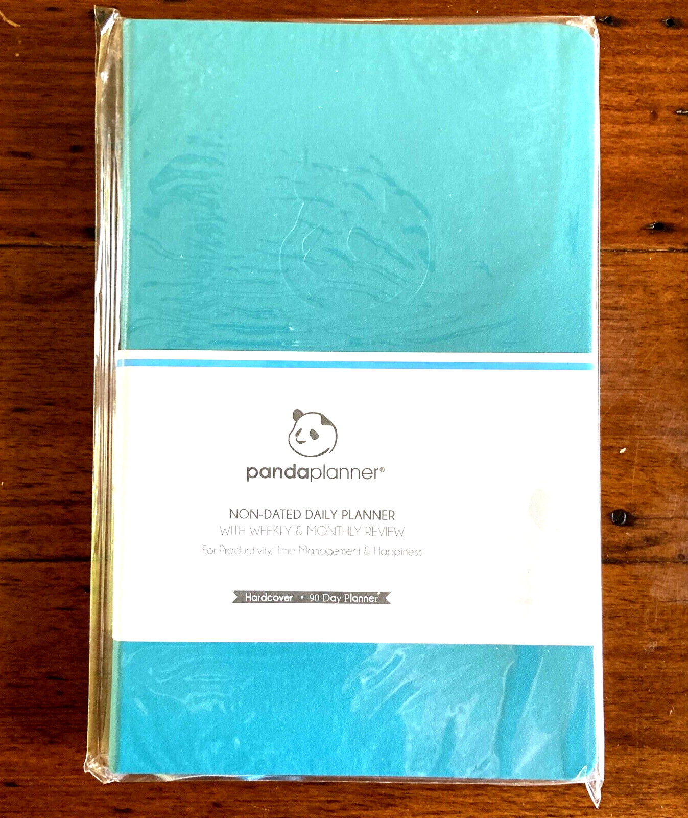 Panda Planner Hardcover Non Dated Daily Planner 5.25 x 8.25 Week Month Cyan Teal