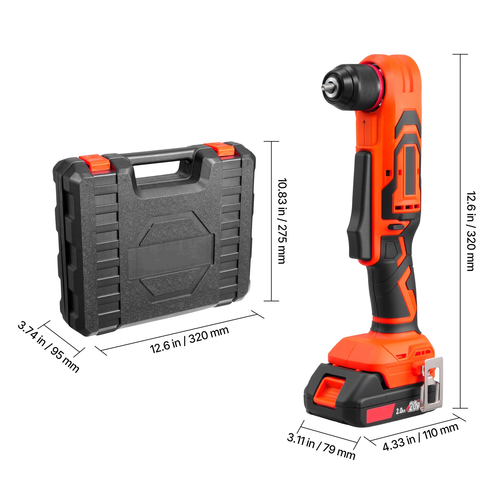 Uimoso Cordless 90-Degree Right Angle Drill with 3/8 Inch Chuck