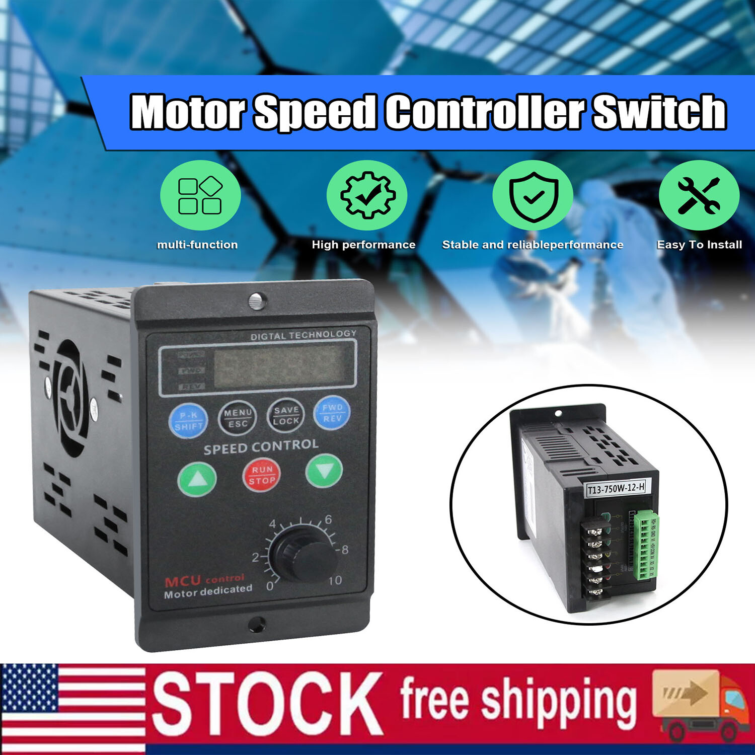 Single To 3 Phase 750W 1HP 220V Variable Frequency Drive Inverter VFD VSD 1-99HZ