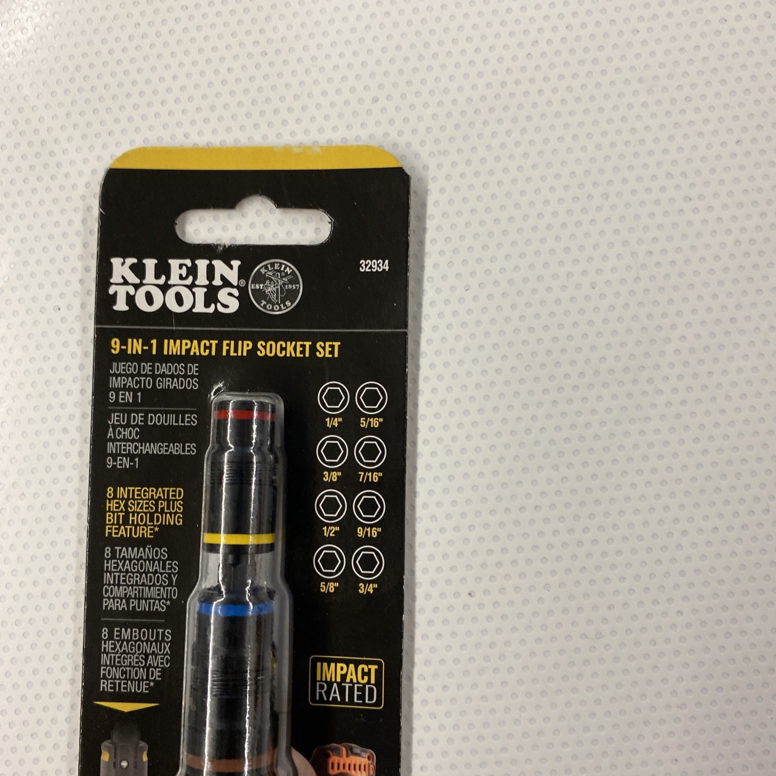 Klein Tools 32934 9-in-1 Impact Rated Flip Socket Set
