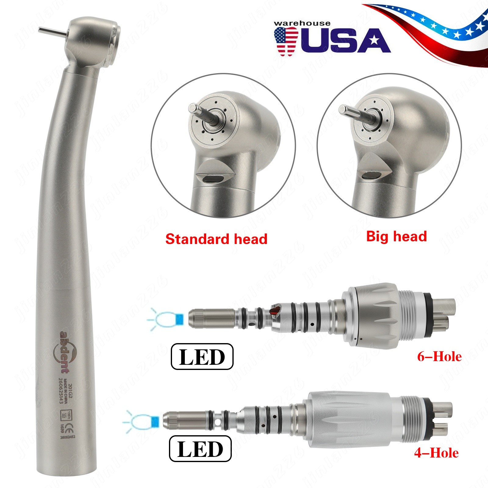 KAV Style Dental High Speed Handpiece Turbine 4/6 Hole Quick Coupler 360° Swivel