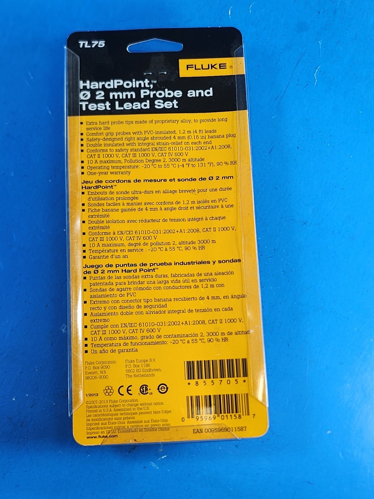 Fluke TL75 Hard point 2 MM Probe & Test Lead Set TL 75 New
