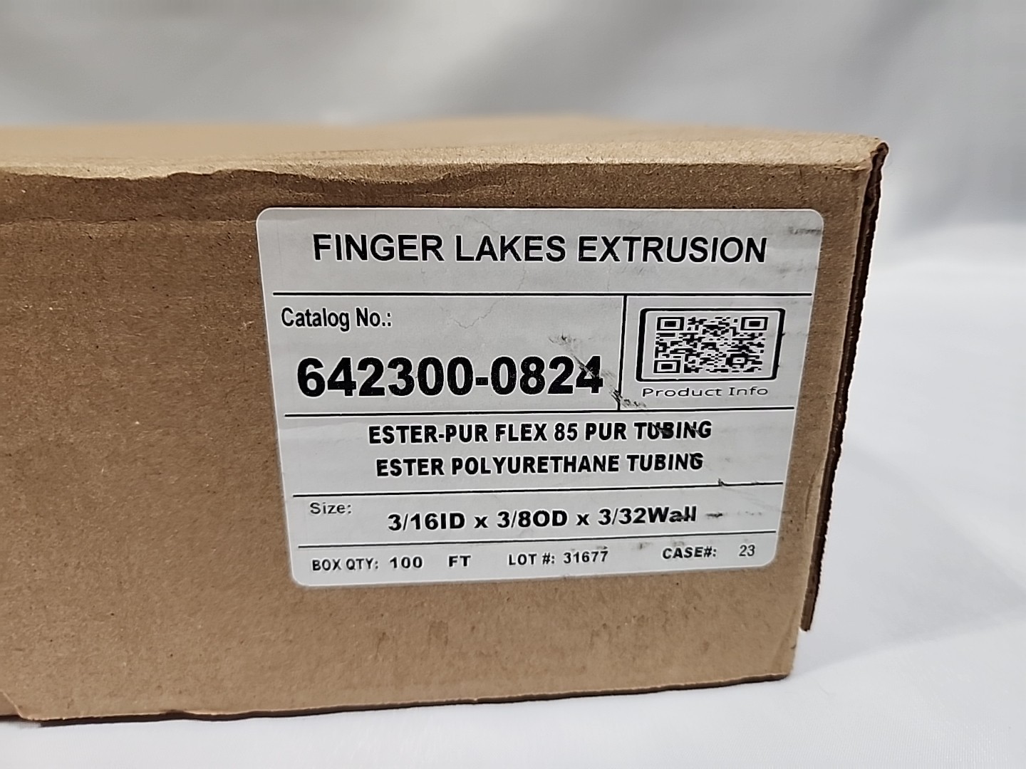 Finger Lakes Extrusion 642300-0824 3/16 ID x 3/8 OD Ester-Pur Flex Tubing 100 Ft