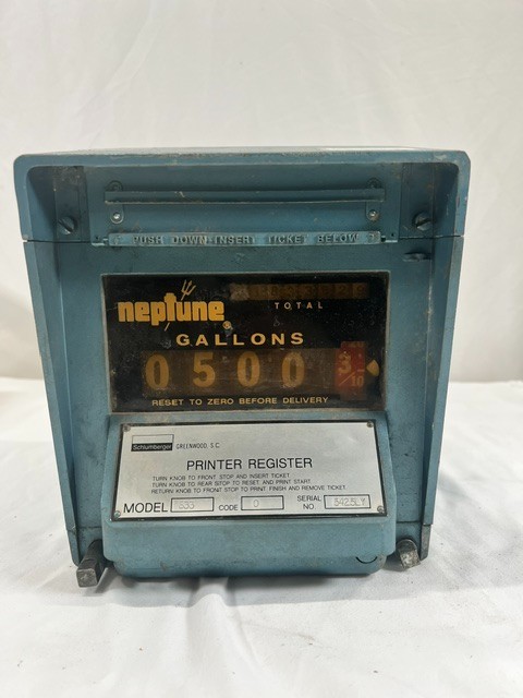 Neptune 833 Propane LP Gas Meter Printer Register Schlumberger Gallons Vintage