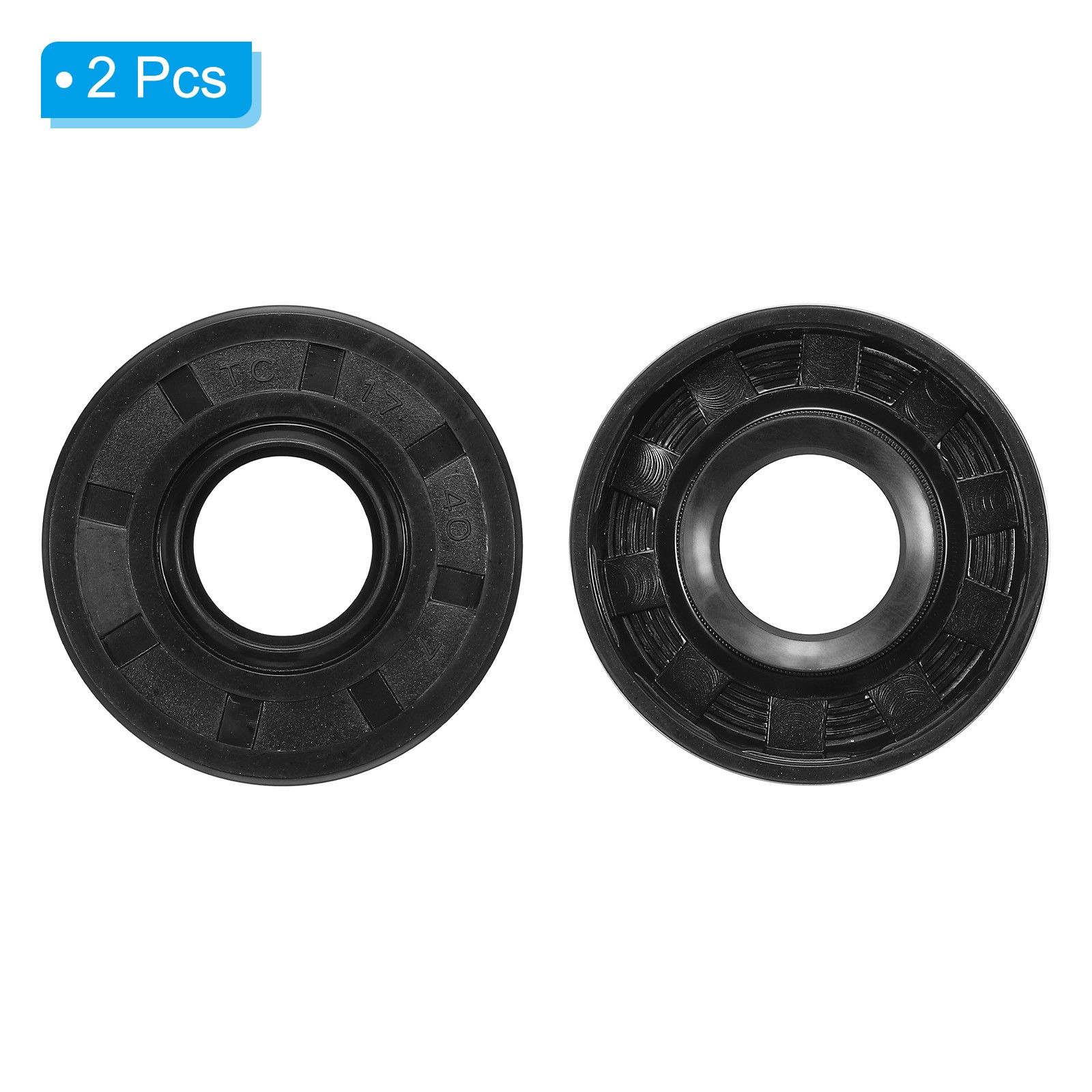 2 x Oil Seal TC 17x40x7mm Nitrile Rubber Cover Double Lip Spring Loaded Black