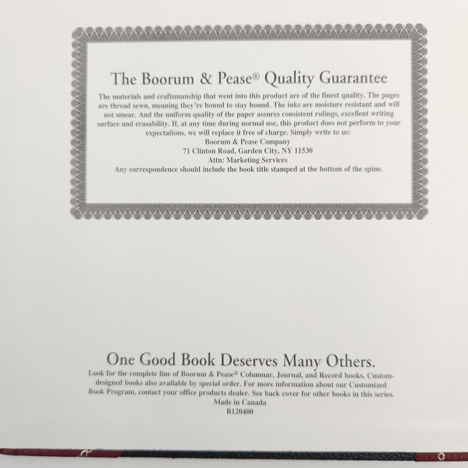 Boorum Pease Log Book G21 150-R Black Red Hardcover Ruled Journal Record Canada