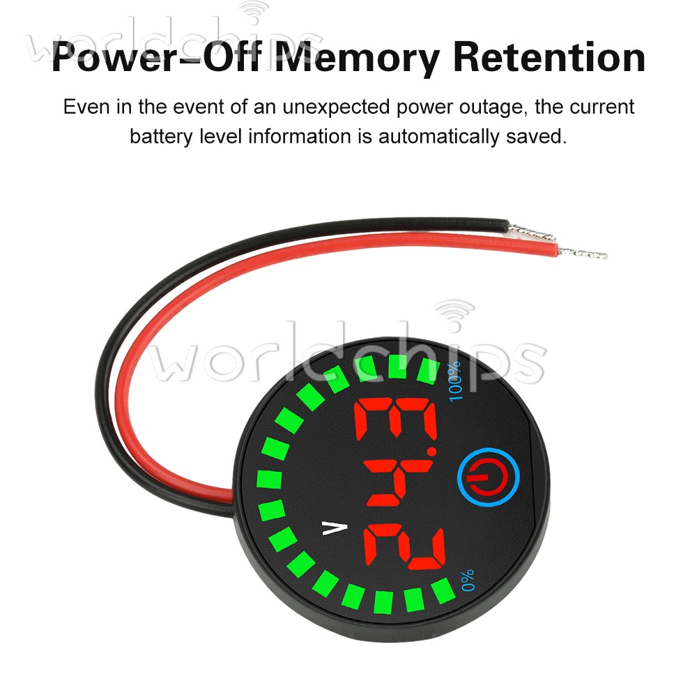 5pcs DC7-55V Acid/Li-ion Volt Indicator Battery Level Display Power-Off Memory