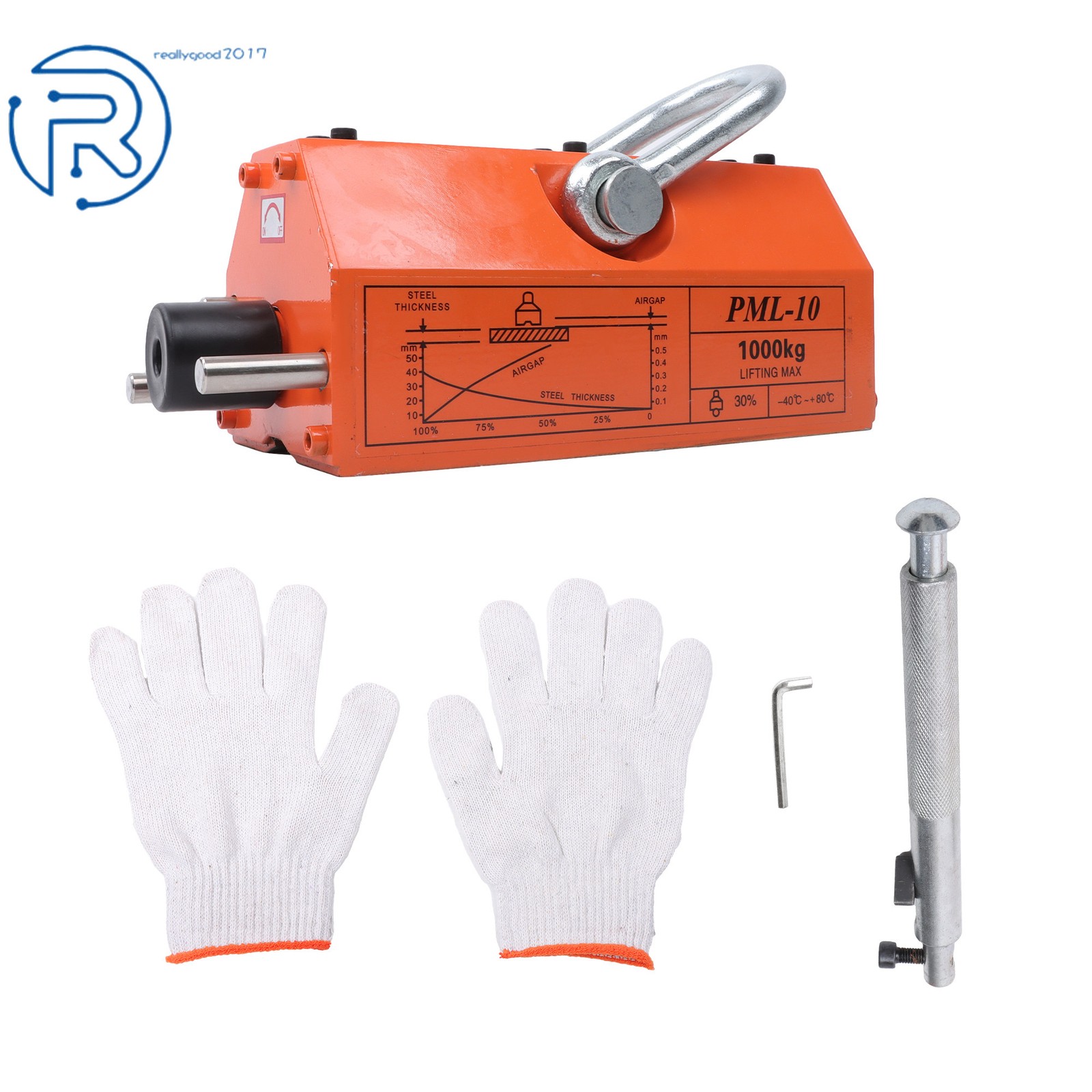 Heavy Duty Magnetic Lifter, 2200lbs/1000kg Pulling Capacity, 2 Safety Factor