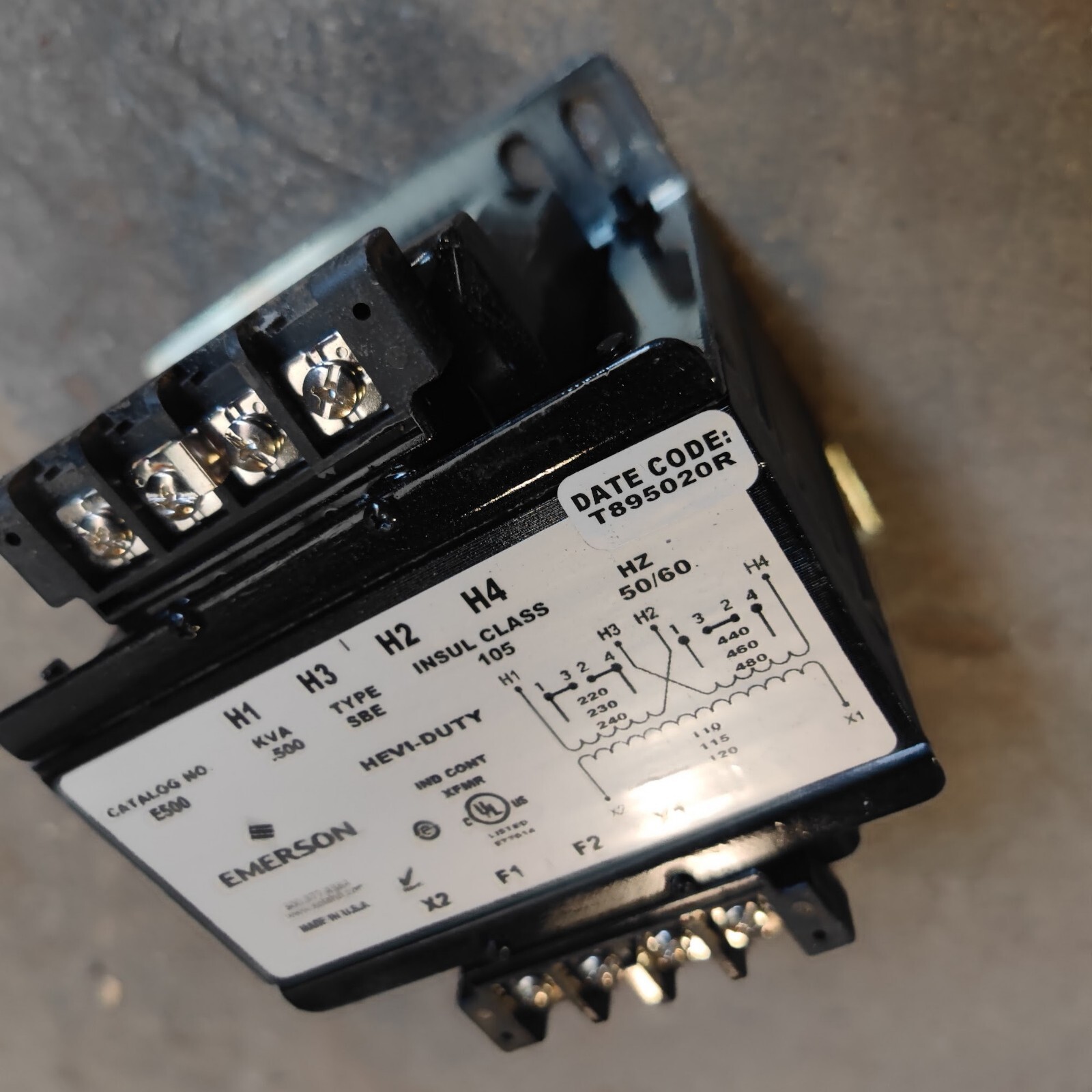 Emerson SolaHD E500 SBE Control Transformer, 240/480 VAC / 120VAC 0.5 kVA (BH)