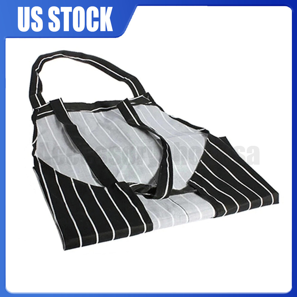 1Pc Kitchen Aprons Striped Cooking Chef Adjustable Bib Apron with 2 Pockets