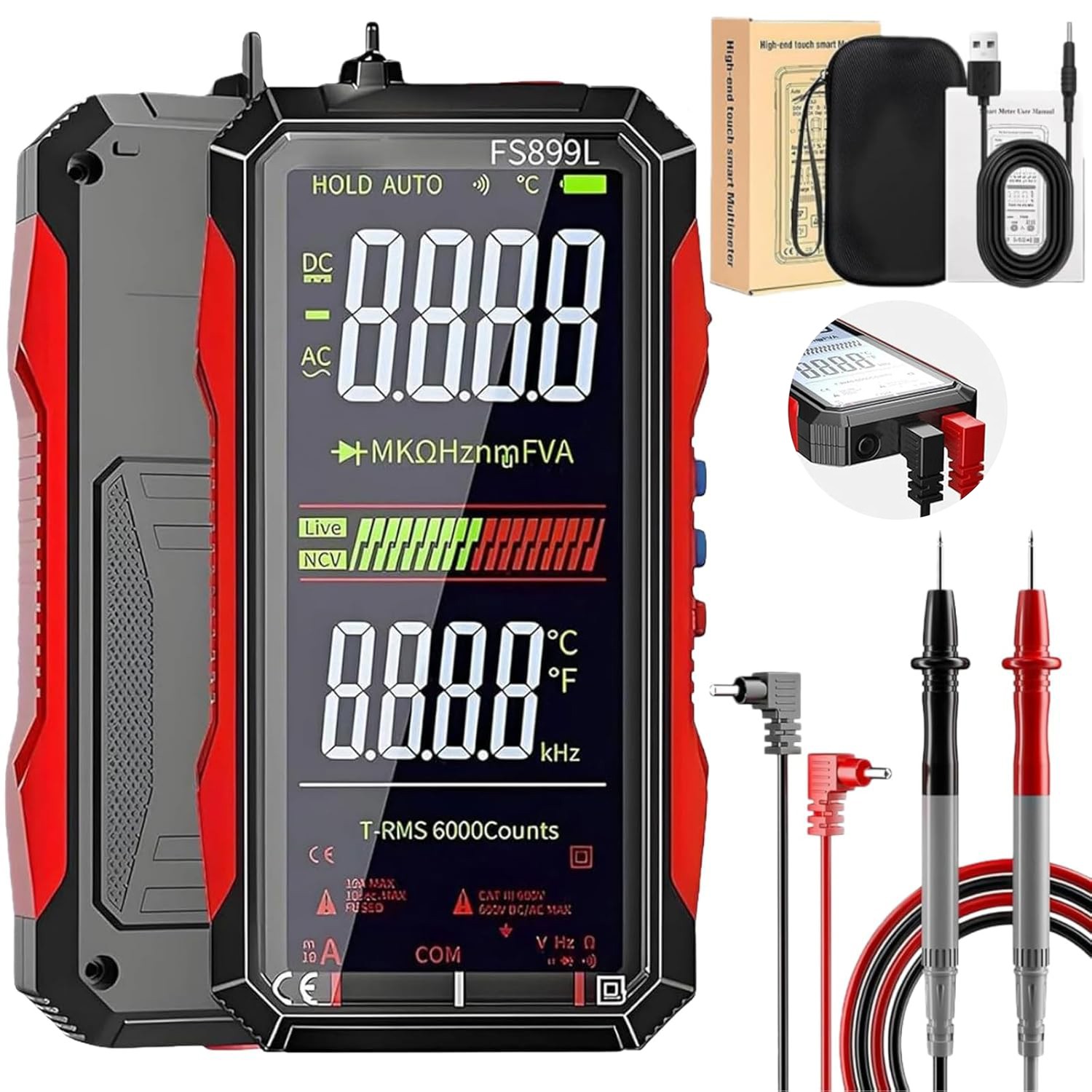 Digital Multimeter, FS899L Multimeter,USB Rechargeable Digital Multimeter Tester