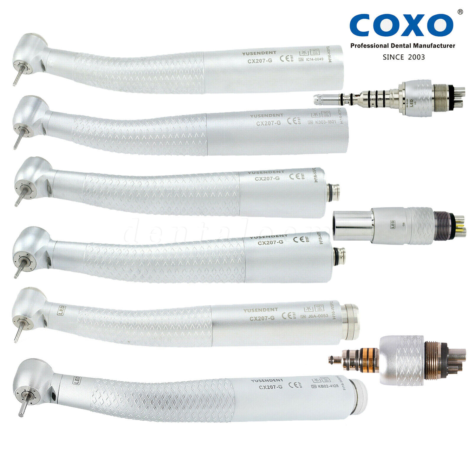 COXO YUSENDENT CX207-G Dental Fiber Optic LED High Speed Handpiece Air Turbine