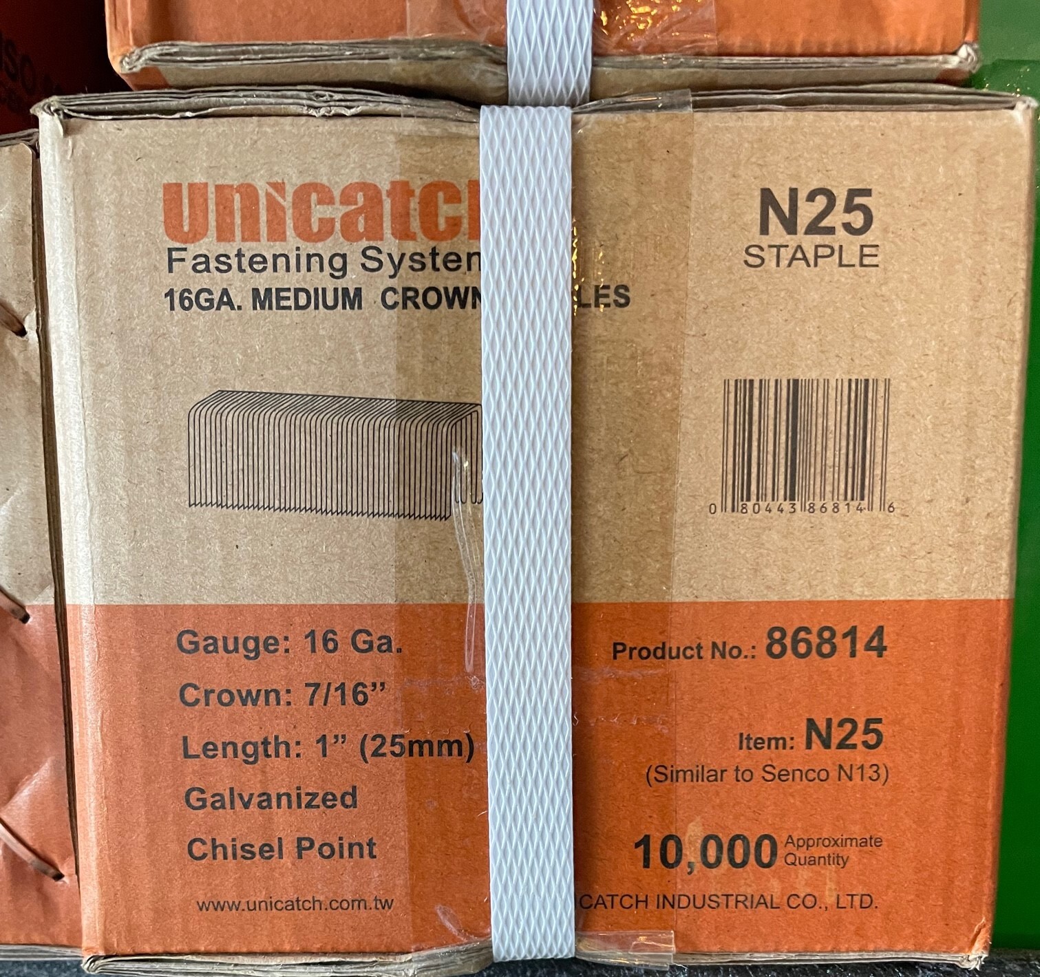 N13- 1″ Galvanized Staples N Wire 7/16″ Crown for Senco,Hitachi & Porter Cable