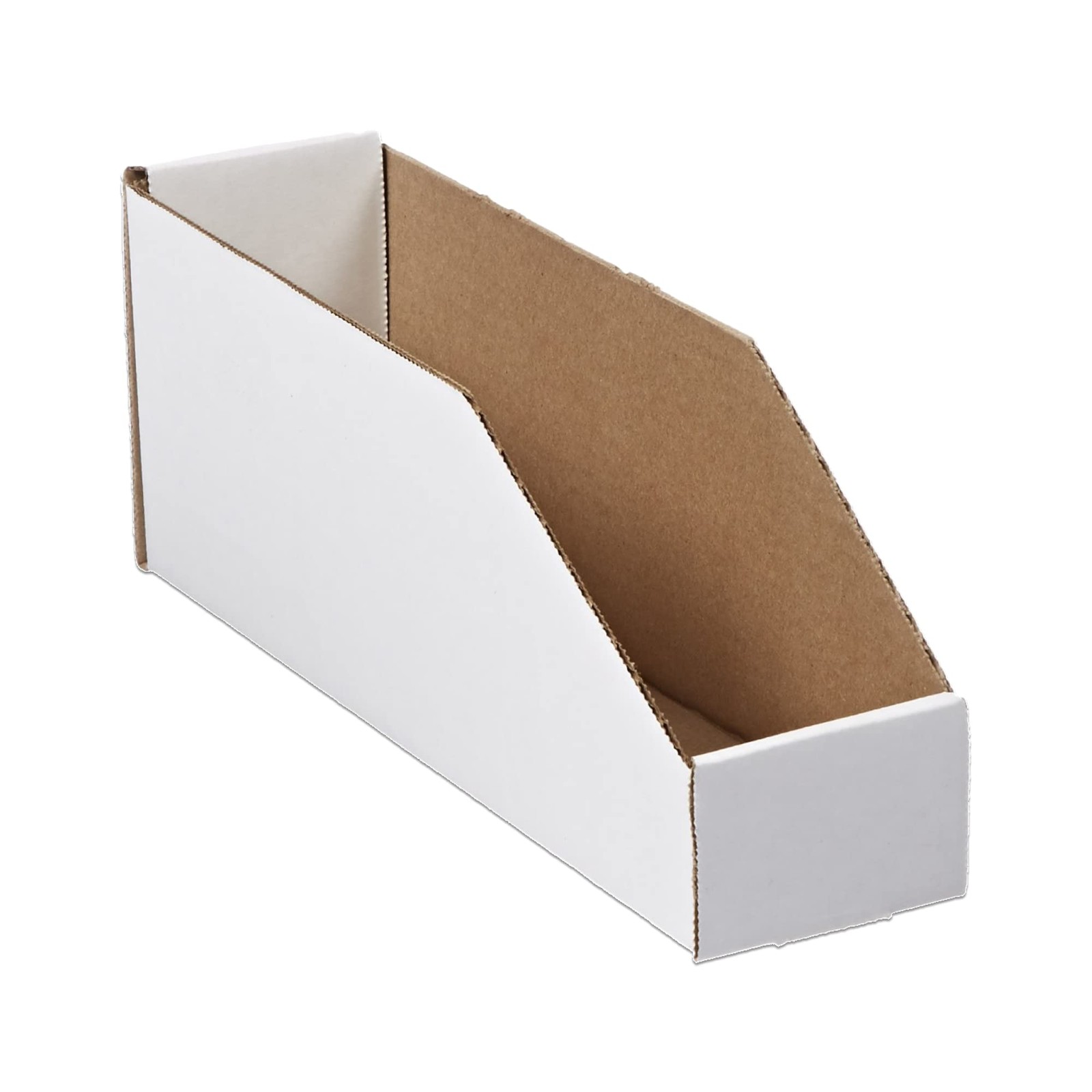 AVIDITI Corrugated Cardboard Storage Bins Holder 3 x 12 x 4 1/2, Oyster White
