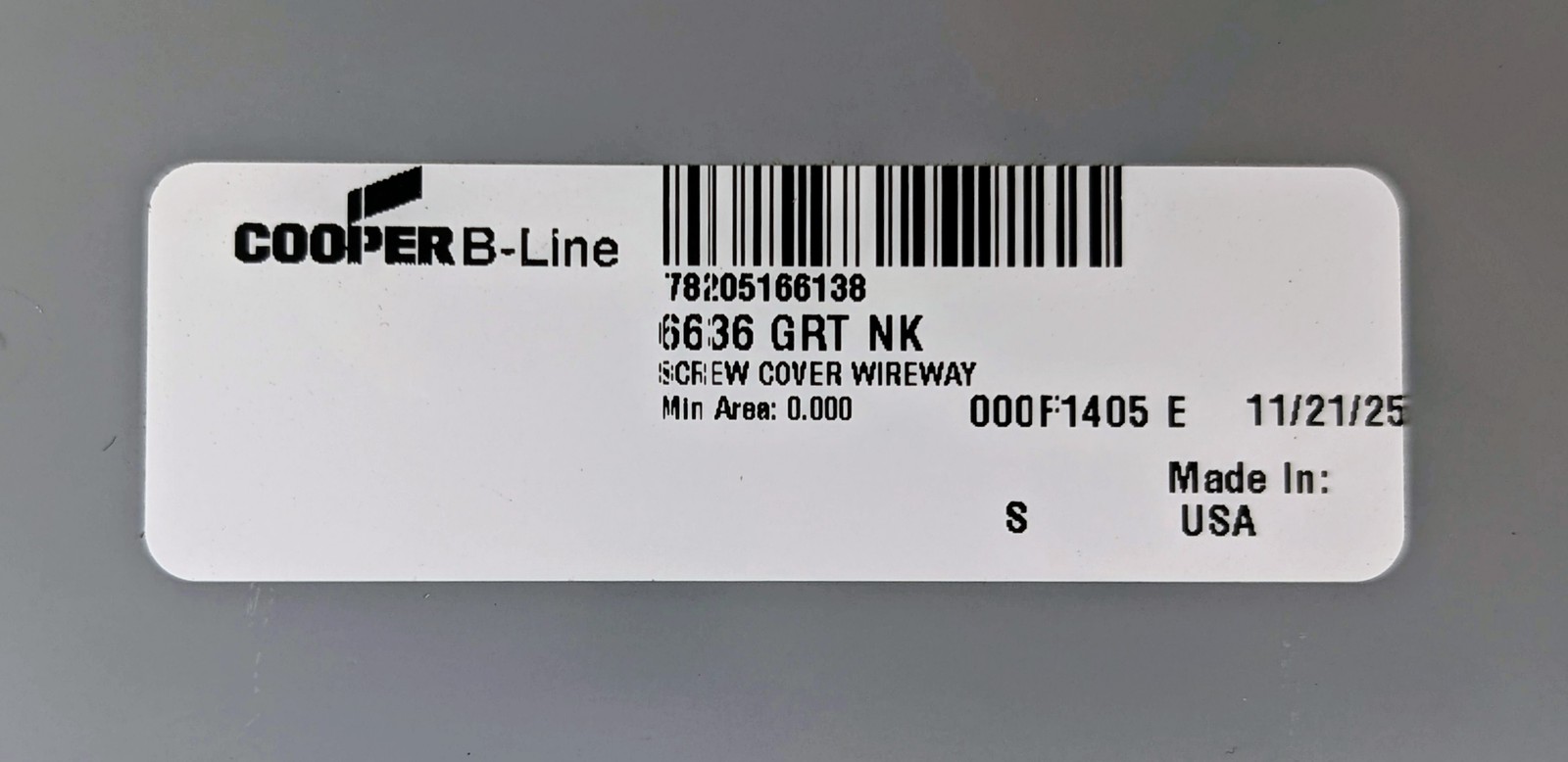 Eaton Cooper B-Line 6636 GRT NK 6x6x36 Type 3R Screw Cover Wireway Outdoor