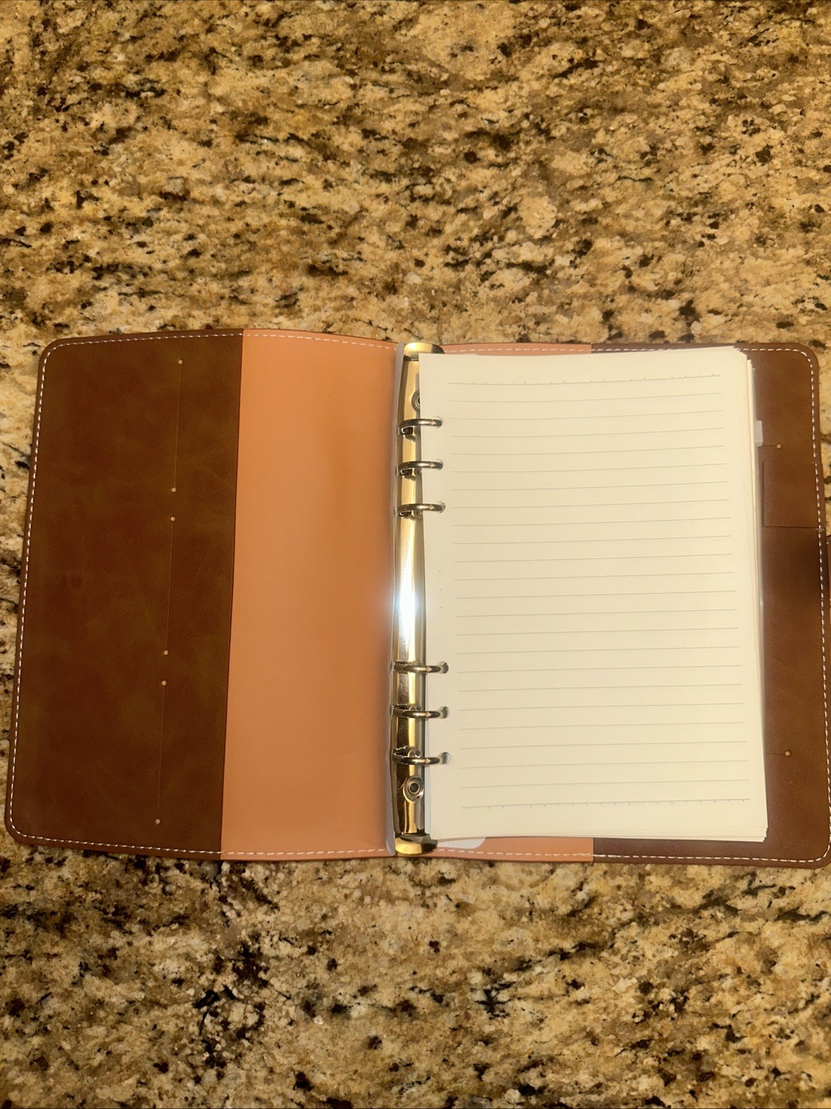 Vegan Leather Brown Diary/notebook With Plastic Pockets. Refillable