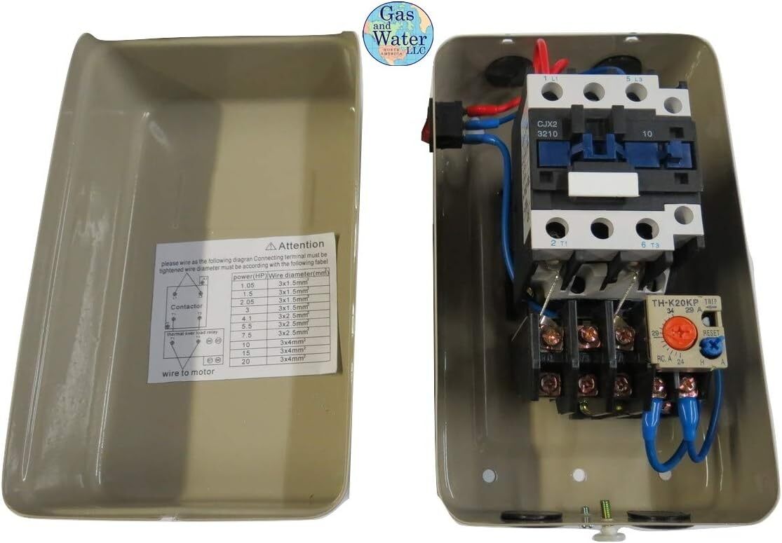 5 Hp Single Phase Motor Starter 220 240V Adjustable 22 34 Amps Steel Housing