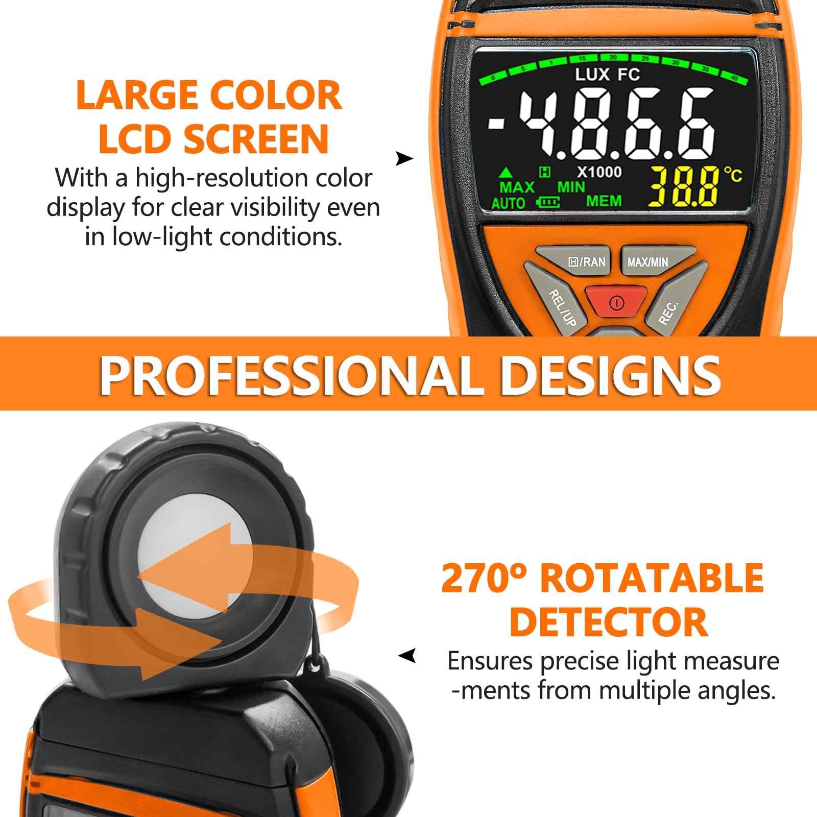 HOLDPEAK 8801A Digital Lux Light Meter 0.1400,000 Lux Illuminance Detector