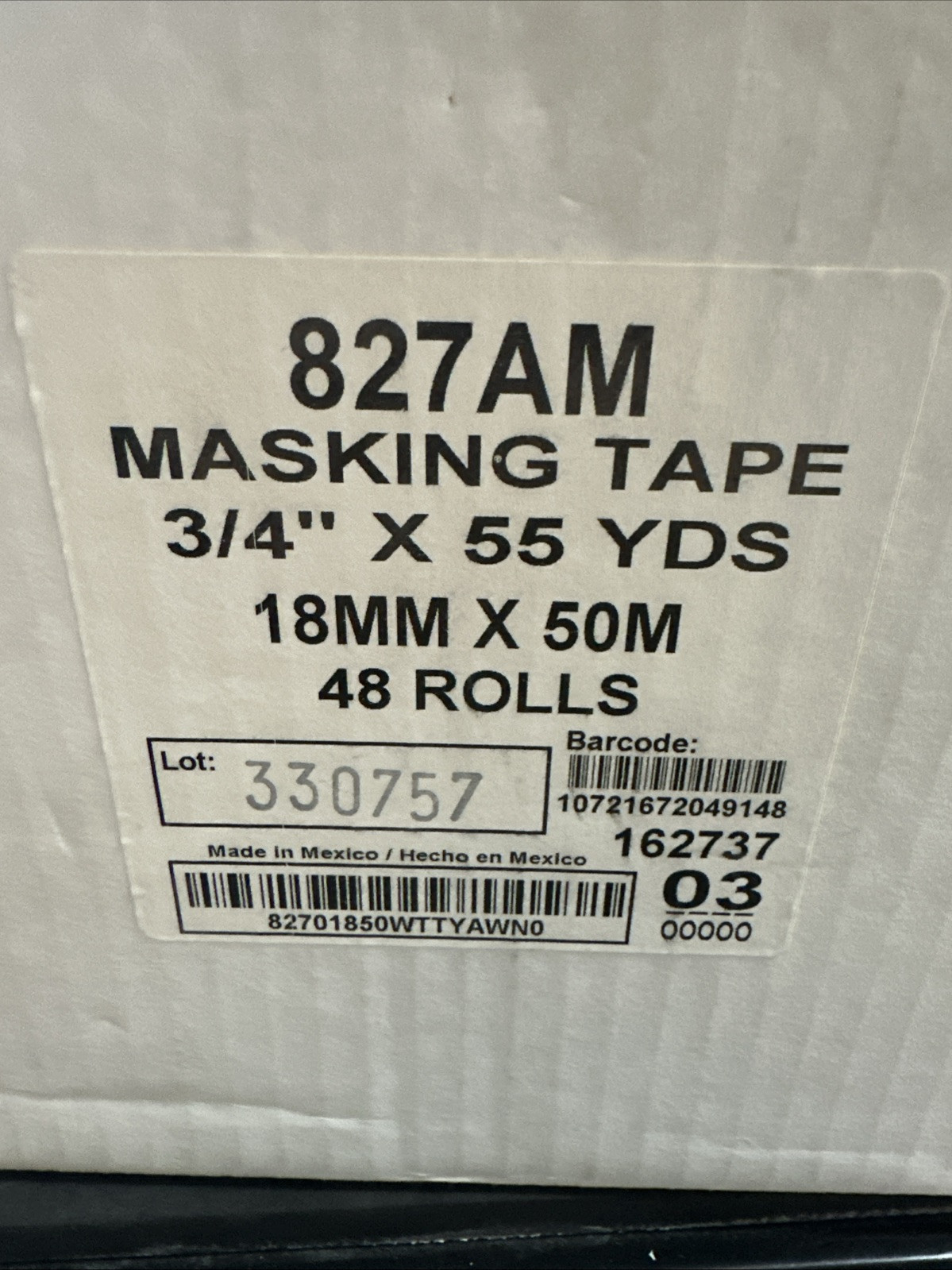 3/4” X 55 Yards YELLOW MASKING TAPE 48 Rolls 827AM NEW AUTOSHOP PAINTERS NEW
