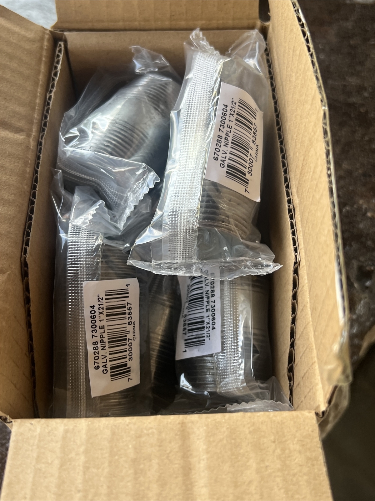 10 Pk Of 1 Inch x 2-1/2 Inch Galvanized Steel Nipple
