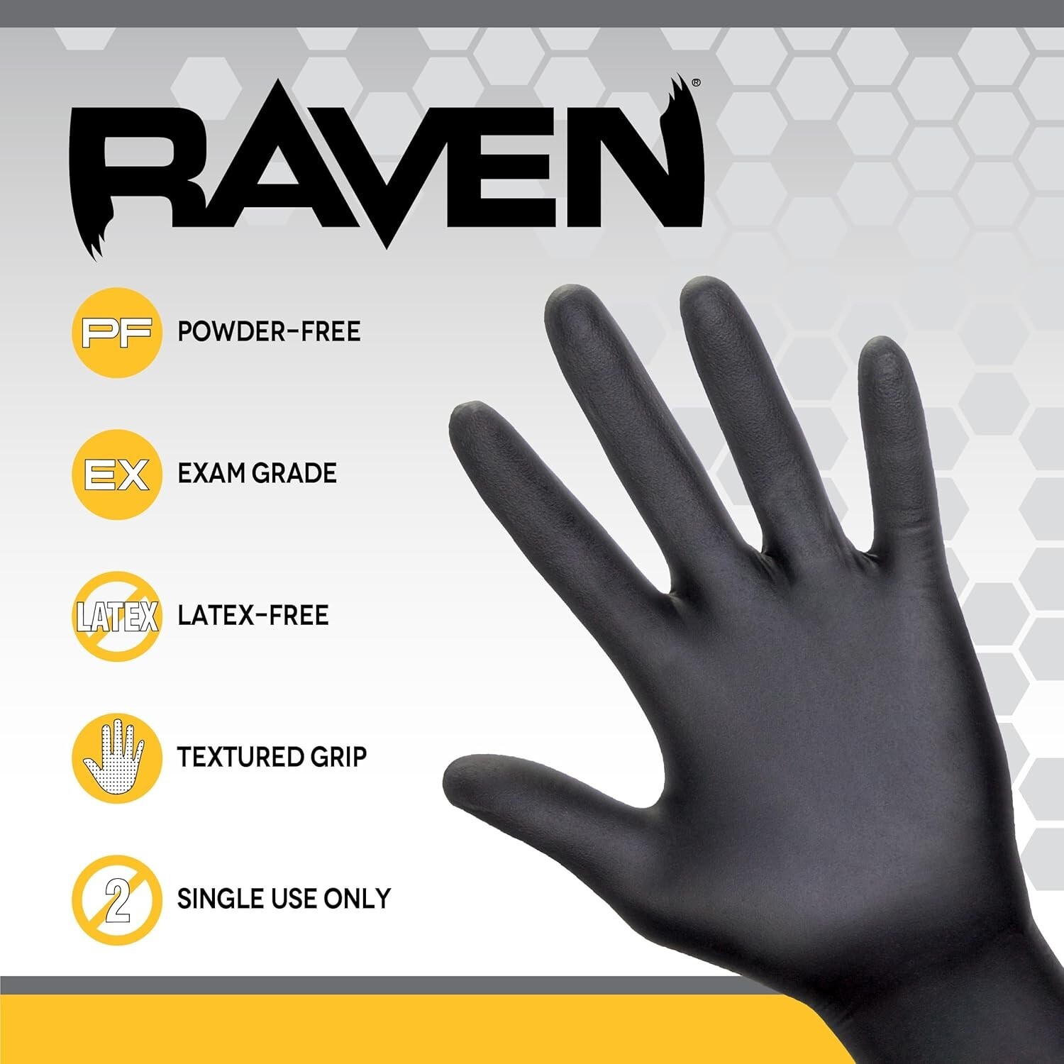 SAS Raven Powder-Free Black Nitrile Gloves CASE (10 BOXES)