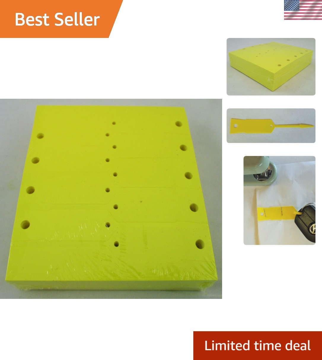 YELLOW Self-Locking Arrow Key Tags 1,000 per pack Size 4 1/2″ X 3/4″ YELLOW