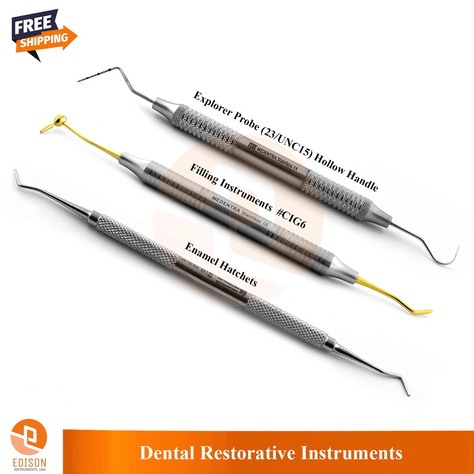Dental Restorative Explorer Probe Filling Tool CIG6 Enamel Hatchet Instruments
