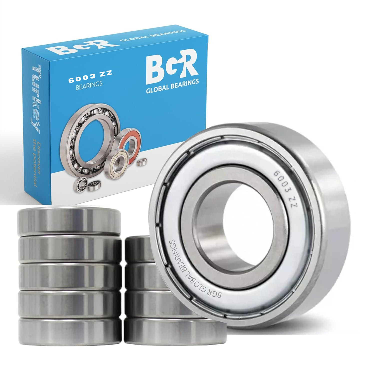 BGR 10 pcs 6003 ZZ Lubricated Chrome Steel Sealed Ball Bearing 17x35x10mm