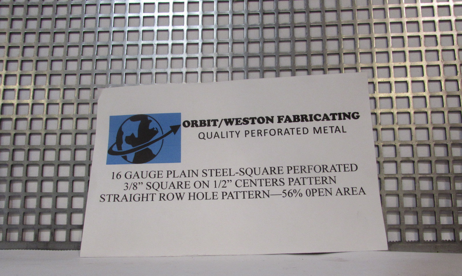 3/8 SQUARE PERFORATED METAL 16 GAUGE–PLAIN STEEL– 16-3/4″ X 18″