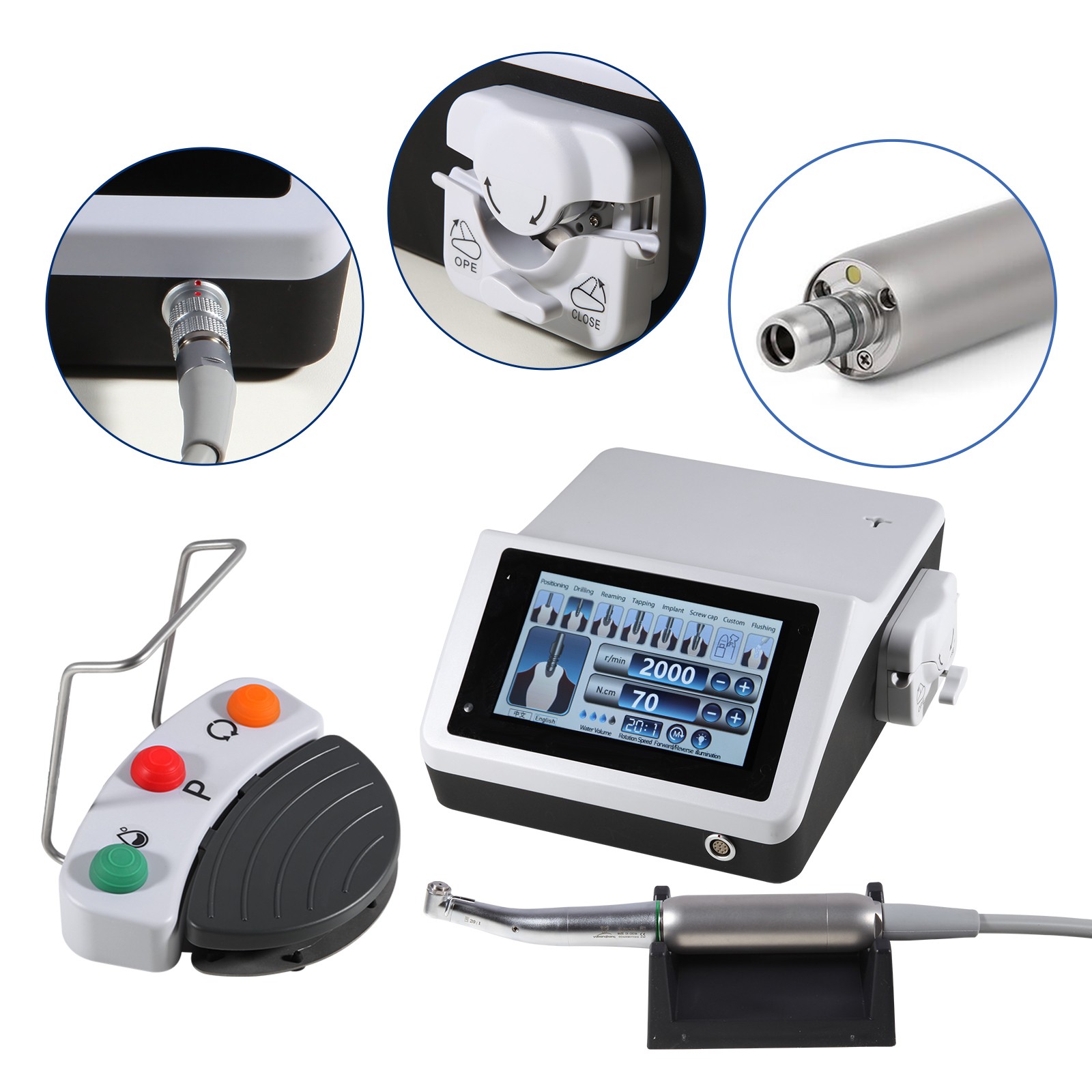Dental Implant Surgical Brushless Motor + 20:1 LED Contra Angle Handpiece