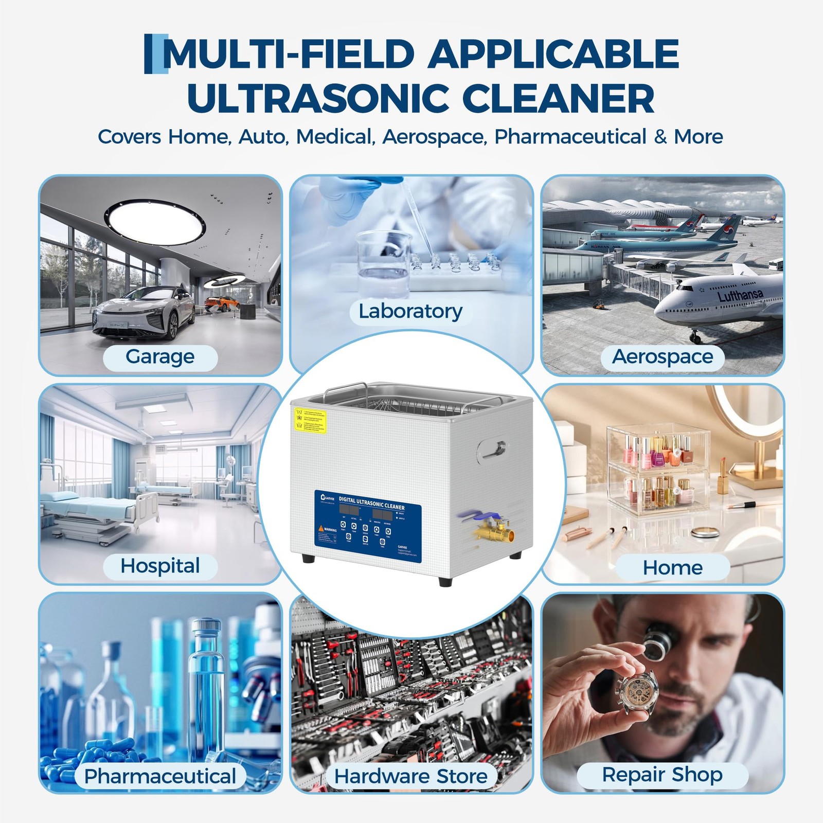 10L Ultrasonic Cleaner with Digital Timer & Heater, 40kHz Professional Ultrasoni