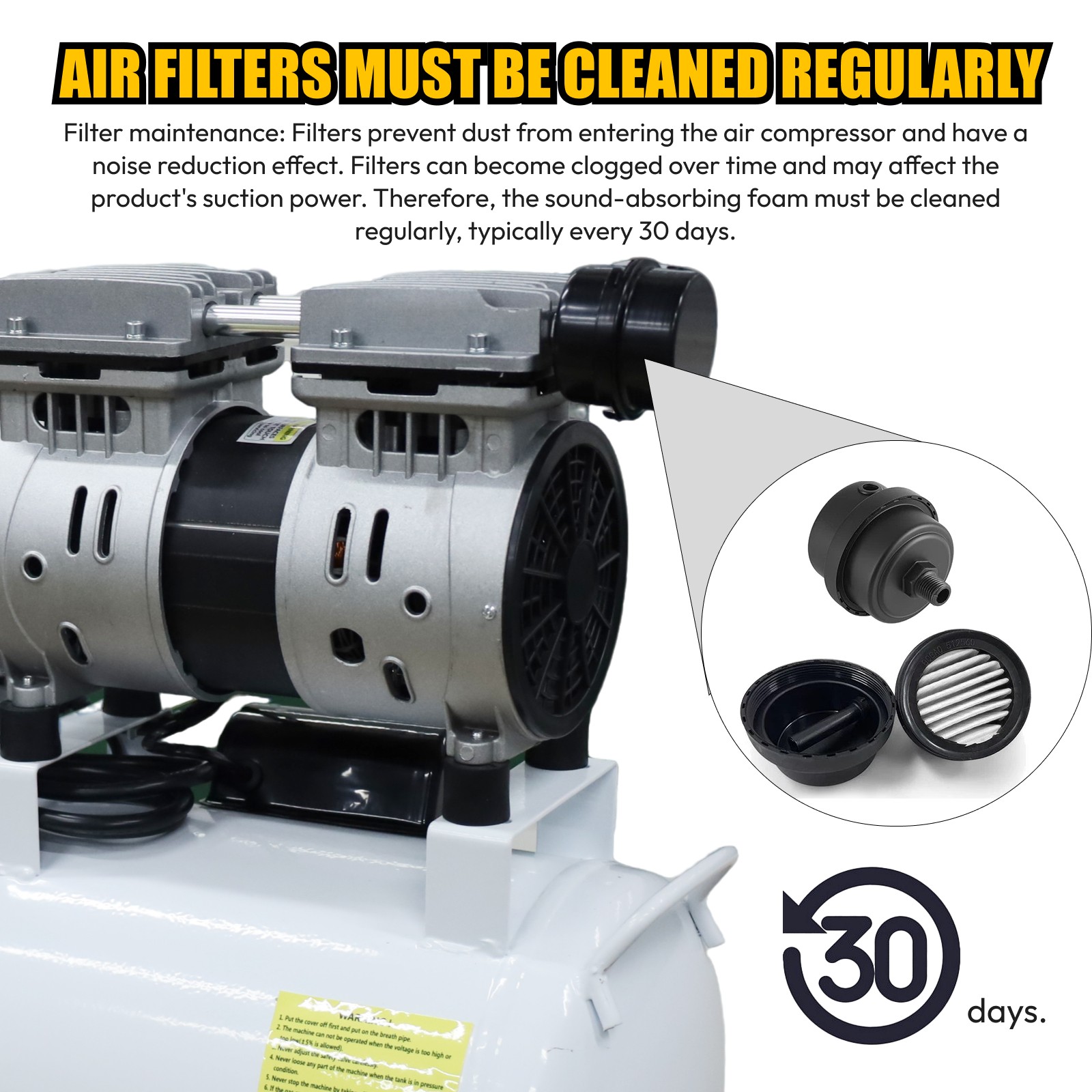 24L 40L/min Dental Medical Air Compressor Silent Air Compressor Oilless 115PSI