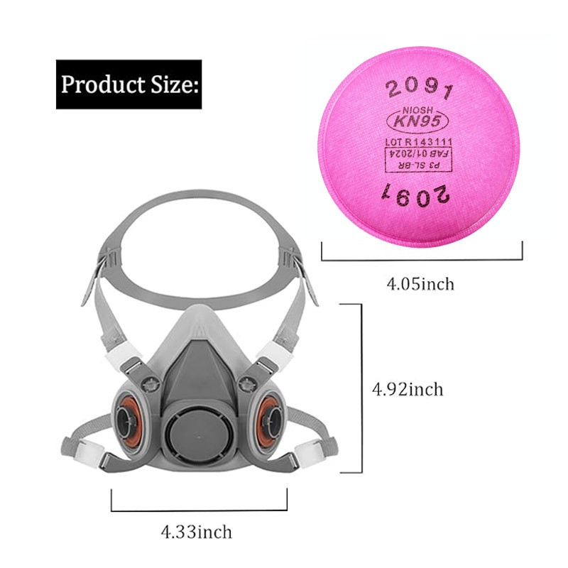 Silicone Half Face Dust Mask Paint Spray Chemical Respirator Reusable 95% Filter