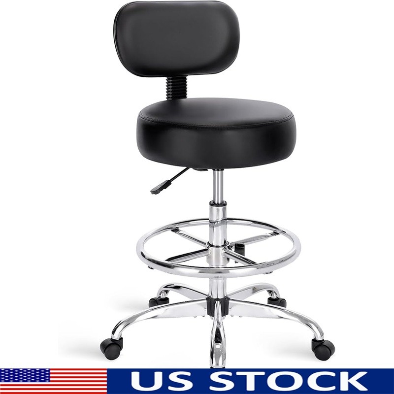 Drafting Chair with Back Adjustable Foot Rest Rolling Stool Office Desk Chair