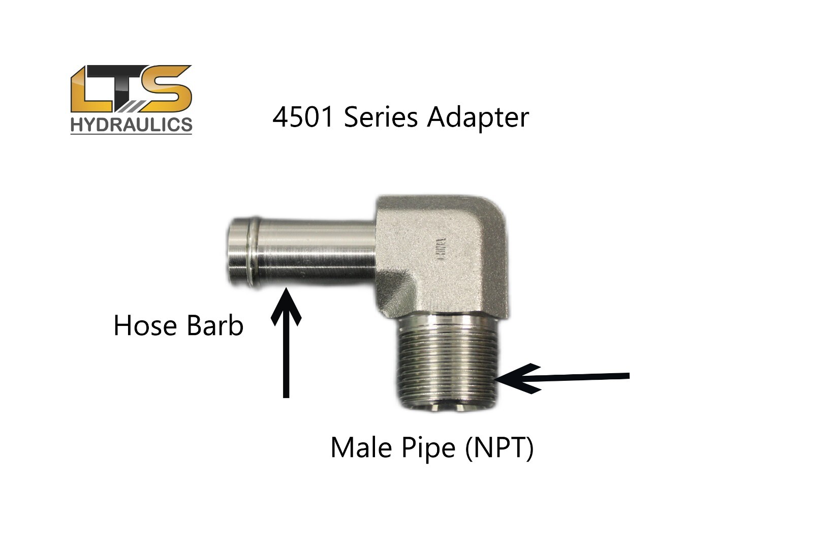 3/4″ Beaded Hose Barb x 3/4″ Male Pipe NPT 90° Steel Adapter 4501-12-12
