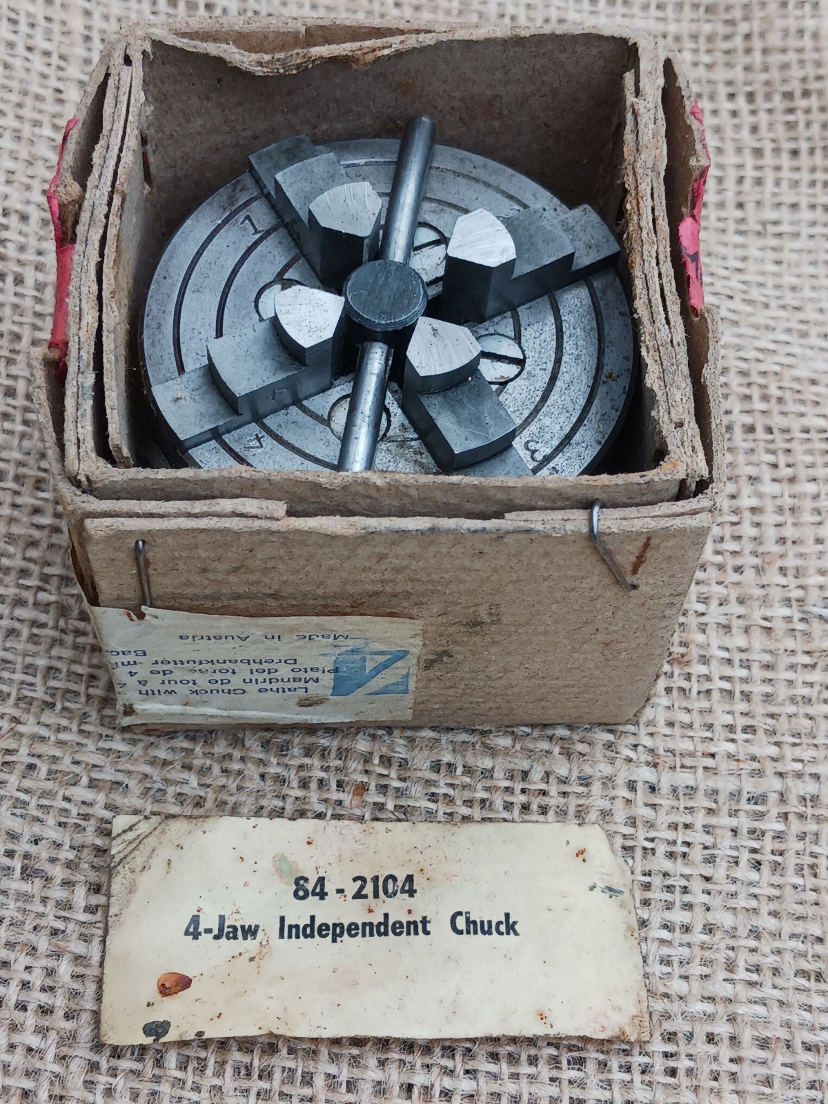 Unimat 4-jaw chuck #84-2104, M12 x 1 mm thread, Made in Austria