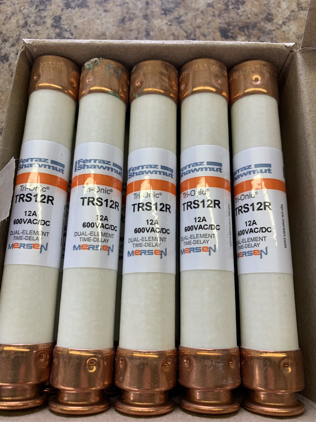 10 Mersen Ferraz Shawmut TRS12R Tri-Onic Time Delay Fuses 12a 600v Class RK5