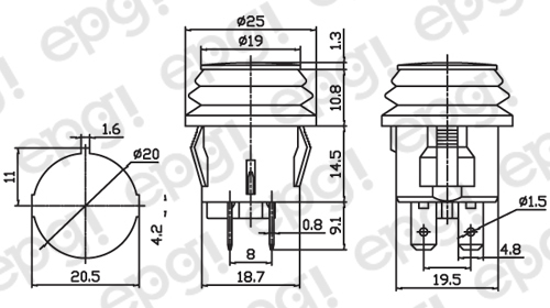 SPST (ON/OFF) ILLUMINATED PUSH BUTTON SWITCH GREEN 10AMPS – 120VAC #66-2497-10PK