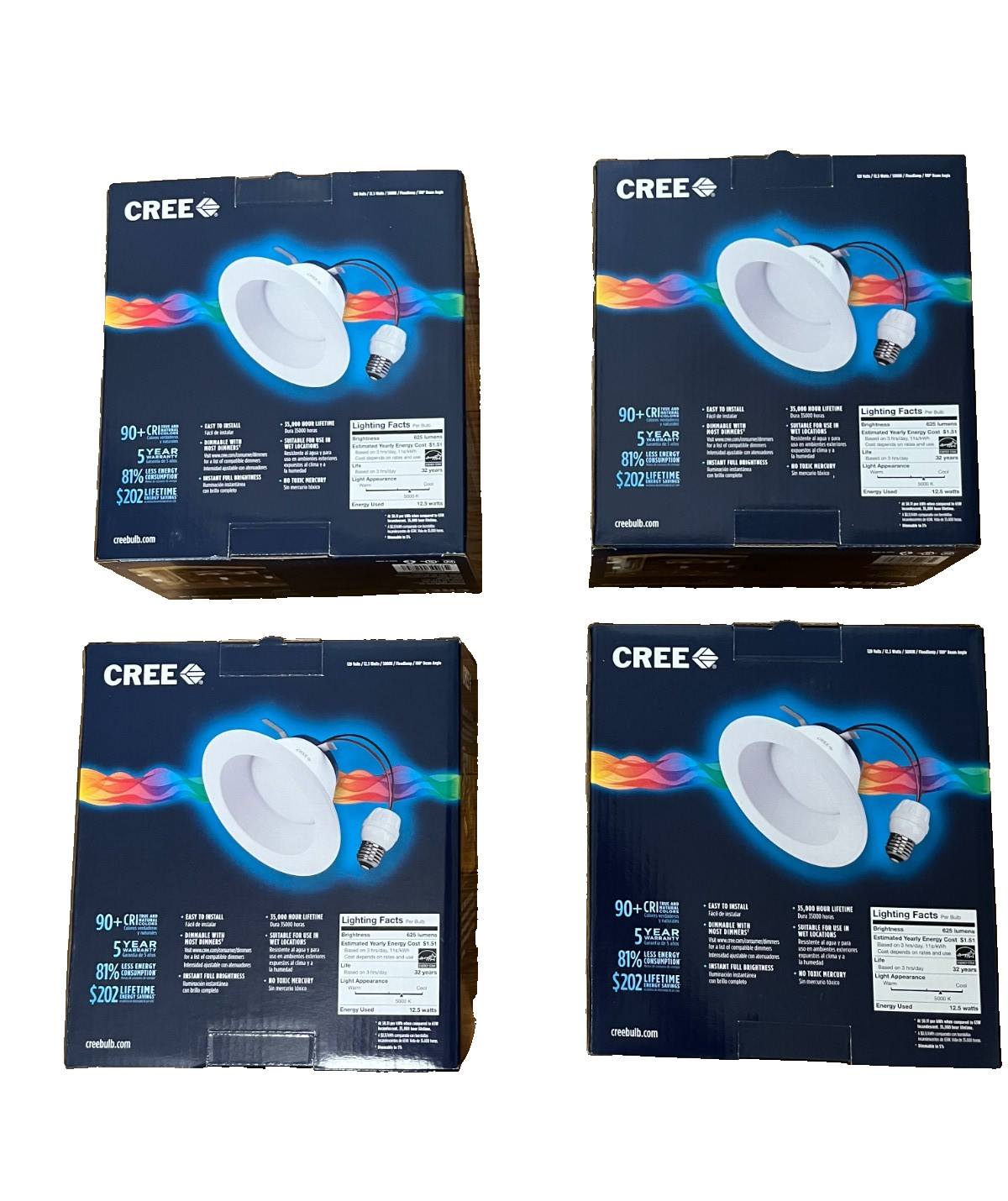 Cree DRDL6-06250009-12DE26-1C110 6 in. TW Series Daylight (5000K) Dimmable 4-Pk