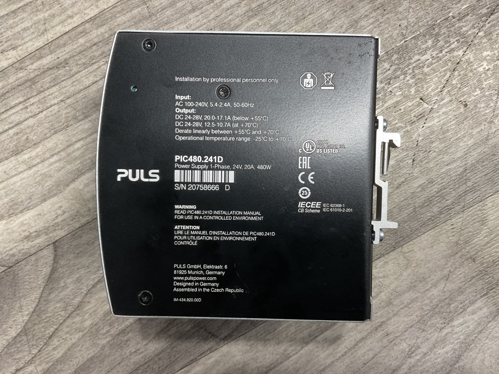 PULS PIC240.241D POWER SUPPLY #308M123