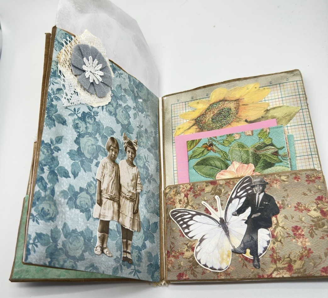Junk Journal Pleasures Themed Medium Is Brown Paper Bags And Coffee Dyed Paper