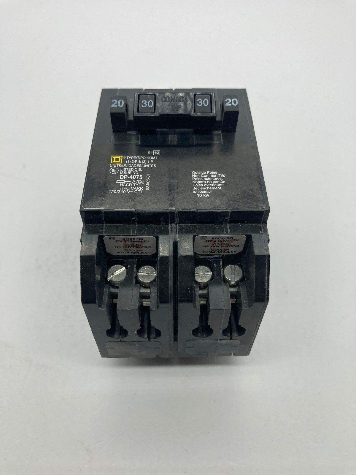 HOMT2020230 Homeline Quad Two 1 Pole 20 Amp One 2P 30 Amp Plug In Tandem Breaker