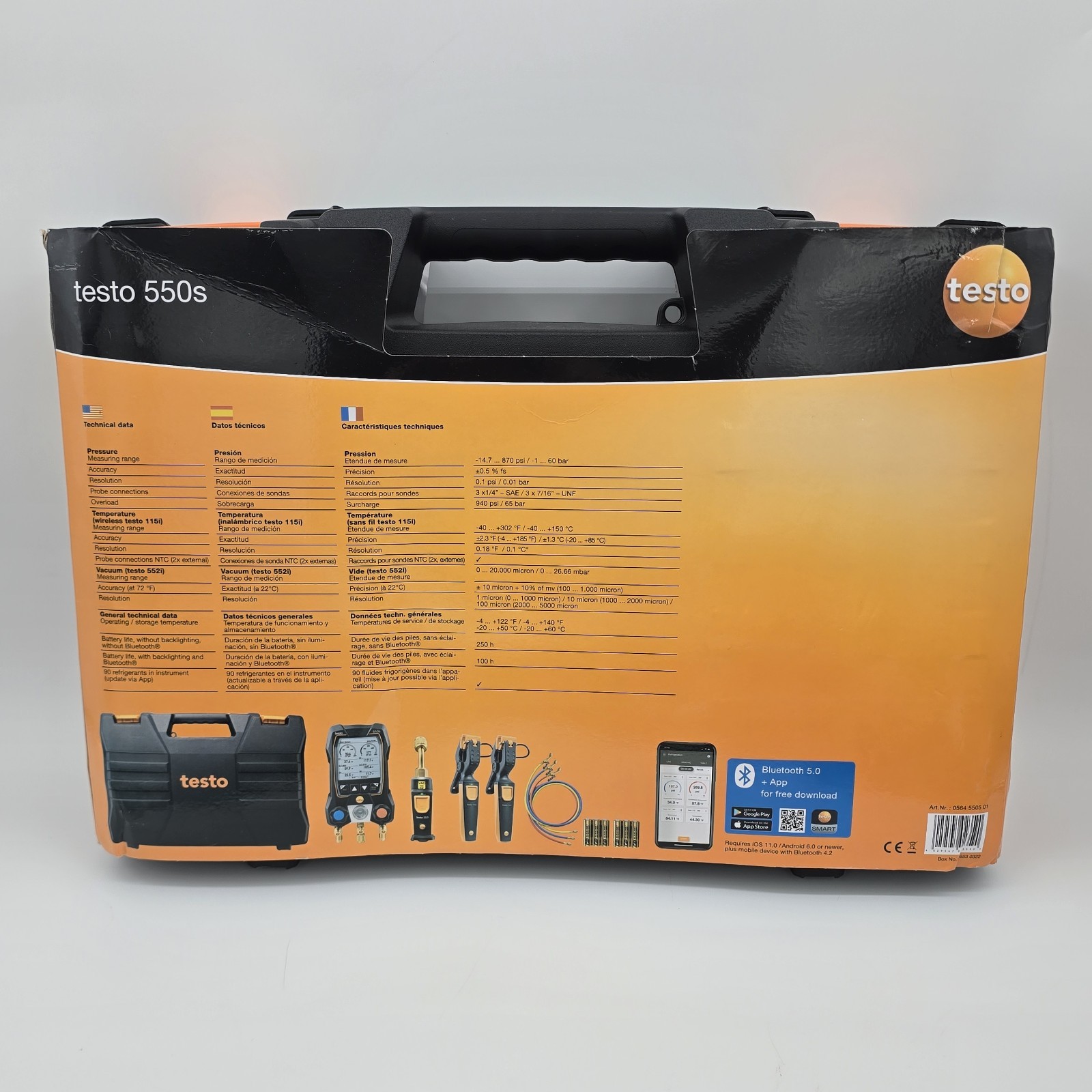 Testo 557S Smart Digital Manifold With Vacuum Kit 4-Valve Wireless Vac Bluetooth